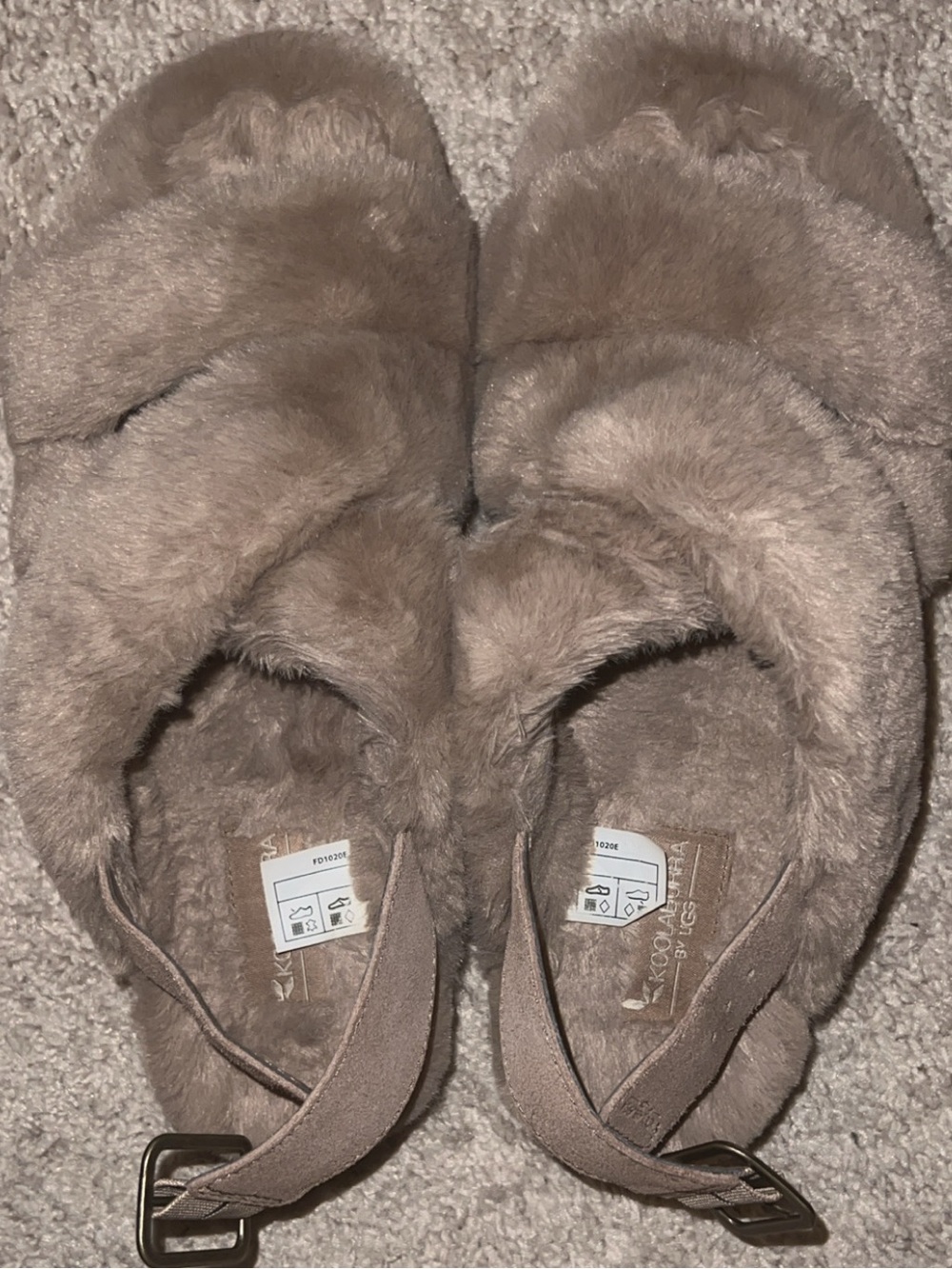 Koolaburra Plush Faux-Fur Slide Sandals in Taupe